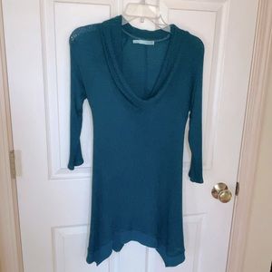 Womens blue turquoise long sweater dress
